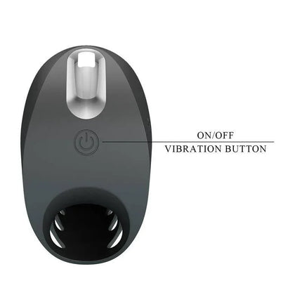 Camelia Finger Sleeve Vibrator showing on/off vibration button, designed for discreet pleasure with 7 modes and skin-friendly silicone.