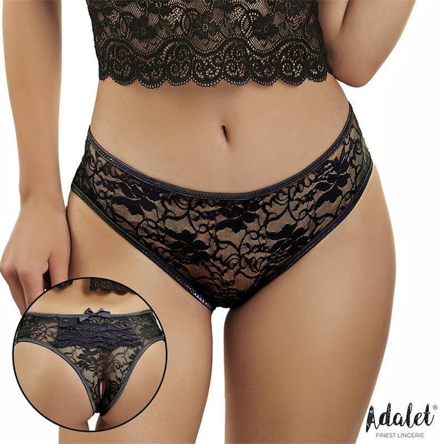 Camila Open crotch Panties with Floral Lace by Adalet, featuring delicate lace and a playful bow for comfort and confidence.