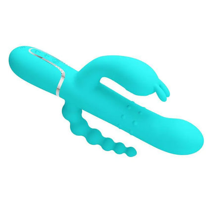 Cammy Tripple Rabbit Vibrator with Beads Turquoise for multi-point stimulation and pleasure