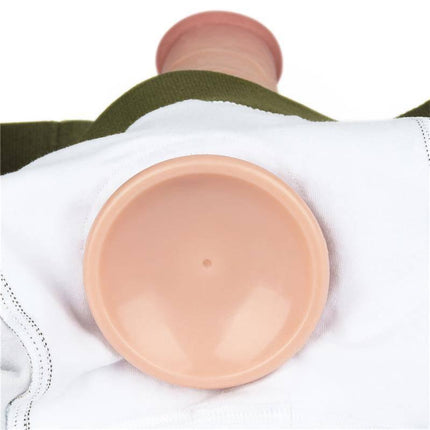 Camo Strapon Shorts 33-37 showing discreet strap-on interface on camouflage cotton fabric for unisex comfort and versatility.