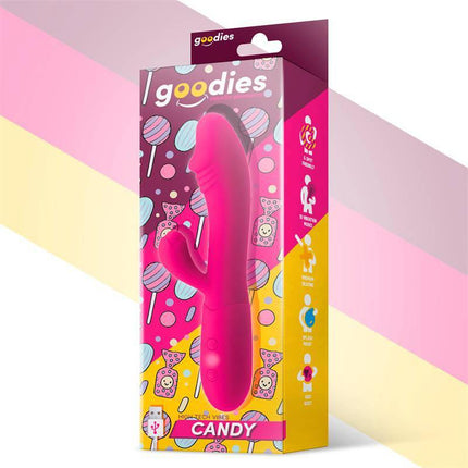 Candy G-Spot Rabbit Vibe USB Silicone Fucshia in packaging, premium silicone and ABS, dual stimulation, 10 vibration functions.