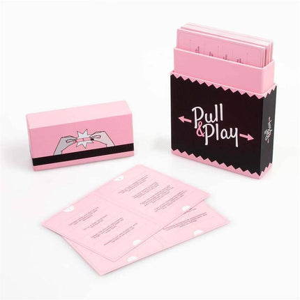 Cards Game Pull & Play box with cards displayed, designed for couples to enhance intimacy and overcome routine in relationships.