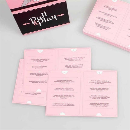 Cards Game Pull & Play – couples game with pink cards for intimate moments, displayed with box.