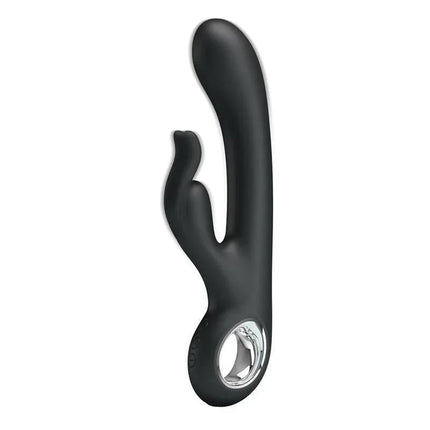 Carina Rabbit Vibrator with Memory Function in black, featuring dual stimulation design with ergonomic shape for clitoral and G-spot pleasure.