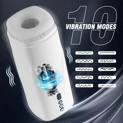 Carrie Masturbator with Thrusting and Vibrating featuring 10 vibration modes for enhanced pleasure.