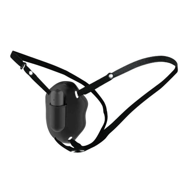 Black Carter Strap-on Vibrator with adjustable straps for secure fit and versatile pleasure.