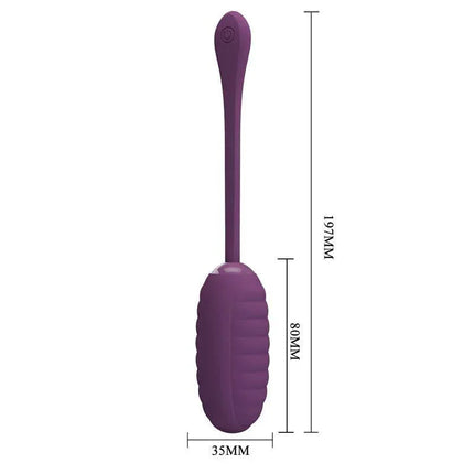 Casper Vibrating Egg with App Control in purple showing dimensions.