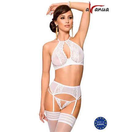 Catalina Set White lingerie by Avanua, elegant and sexy European design, available in versatile sizes for a perfect fit.