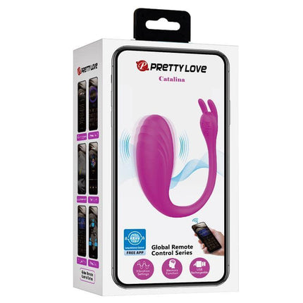 Catalina Vibrating Egg with APP Pink - app-controlled pink silicone personal massager in retail packaging