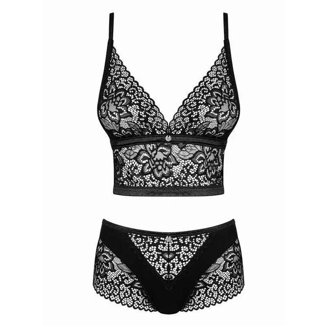 Cecilla 2 Piece Set Bra and Briefs in lace with adjustable straps and matching briefs for a stylish and confident look.