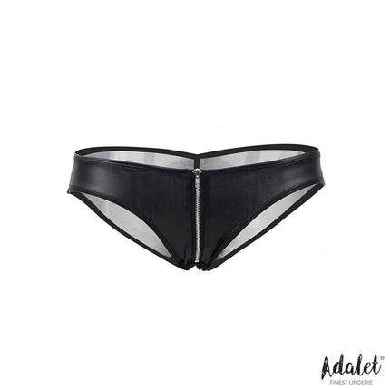 Black Cellie Panties With zipper featuring bold zipper detail and semi-transparent back designed by Adalet for edgy style and comfort.