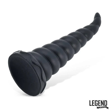Ceteron Liquid Silicone Dildo 20 cm in sleek black with a zigzag design for enhanced stimulation, part of Legend Dildos collection.