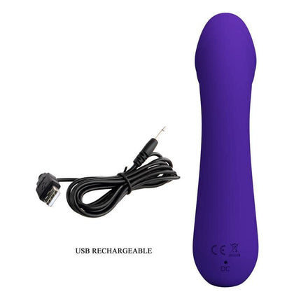 Cetus Vibrator Purple with USB rechargeable cable, ultra-soft silicone G-spot vibe designed for luxurious and precise pleasure.
