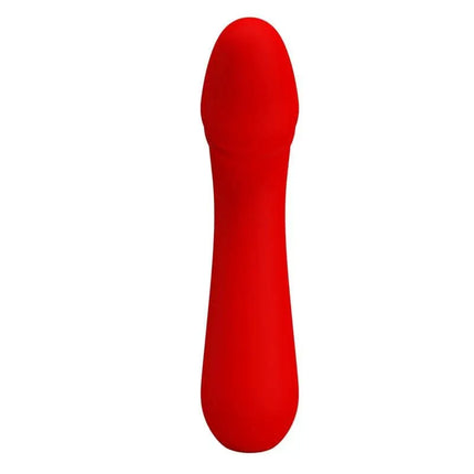 Cetus Vibrator Red premium silicone G-spot vibrator with curved design for luxurious stimulation.