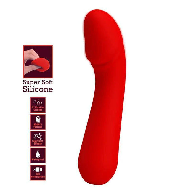 Cetus Vibrator Red premium silicone G-spot curved design