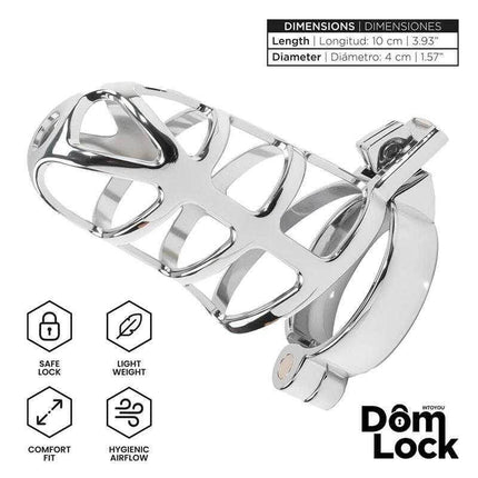 "Chastity Cage S by Domlock - Penis Lock for Submission with safe lock, comfort fit, and hygienic airflow design."