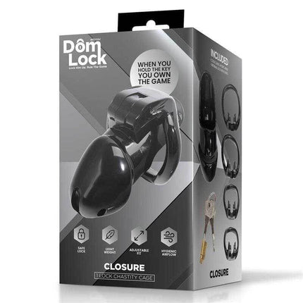 Domlock Chastity Cage with Internal Lock for Domination packaging