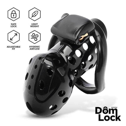 Chastity Cage with Lock - Domlock Convict Cage, adjustable fit, safe lock, lightweight, hygienic airflow design.