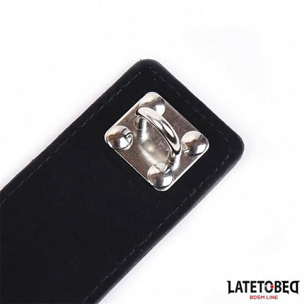 Close-up of Latetobed Chastity Pant Adjustable locking feature for secure BDSM play.