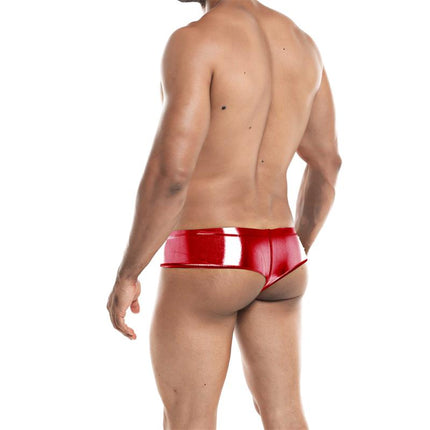 Cheeky Brief Provocative Skai Red shown on a model, highlighting its daring silhouette and bold red color.