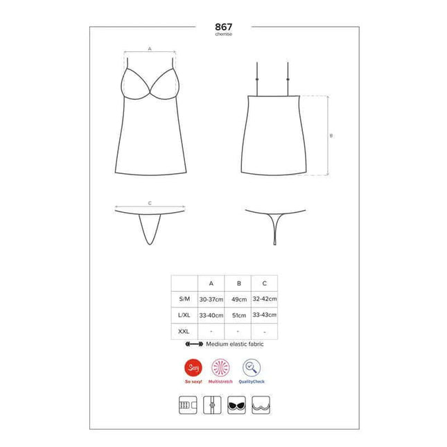 Chemise with Lace Black