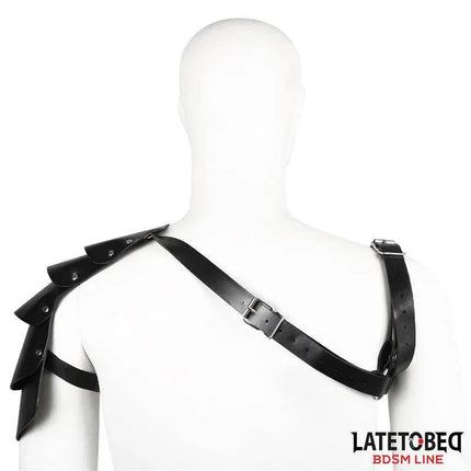 Back view of Latetobed's Chest Harness with Shoulder Protector in black, showcasing adjustable straps from the BDSM Line.