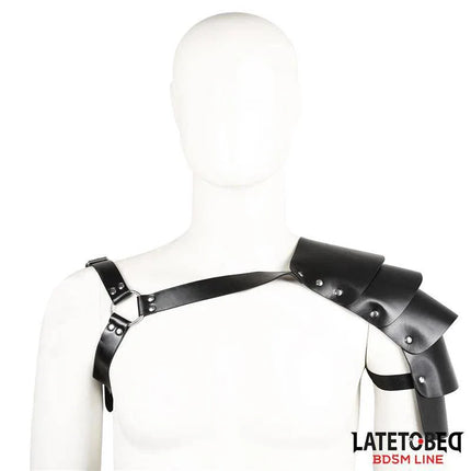 Chest Harness with Shoulder Protector from Latetobed's BDSM Line on a mannequin