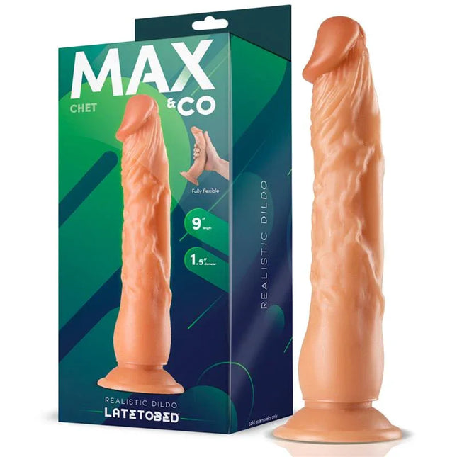 Chet Realistic Dildo Flesh 9 - 23 cm with lifelike texture and vein detail, featuring a realistic shaft and suction base by Max & Co.