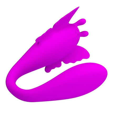 Chimera C Shape Stimulator Flexible USB in vibrant pink, showcasing its ergonomic design and flexible silicone body for dual stimulation.