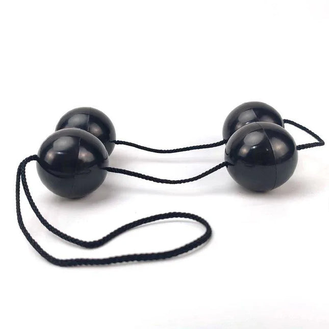 Chinese Balls Chain Black by A-GUSTO, featuring four connected black balls for intimate pleasure and exploration.
