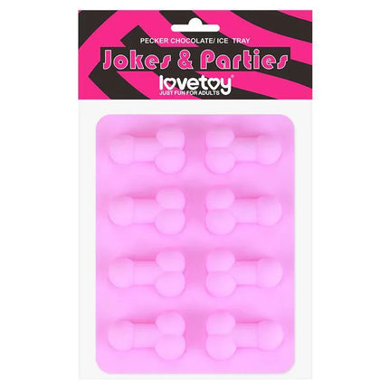 Chocolate or Ice Cubes Silicone Mold Penis Shaped in pink for playful party treats or ice cubes