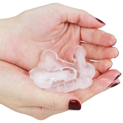 Hands holding ice cubes made from Chocolate or Ice Cubes Silicone Mold Penis Shaped