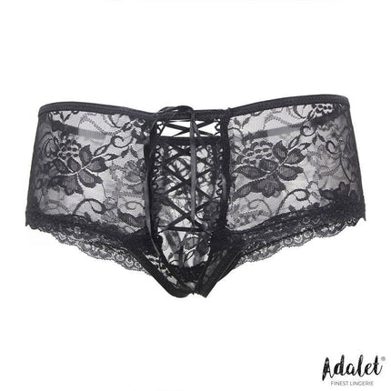 Claire Panties Open crotch Corset Style with floral lace texture by Adalet, featuring a daring open-back and corset-inspired design.