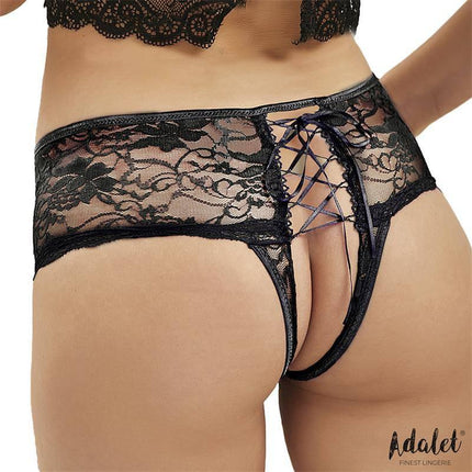 Claire Panties Open crotch Corset Style lingerie with floral lace and open-back design from Adalet.