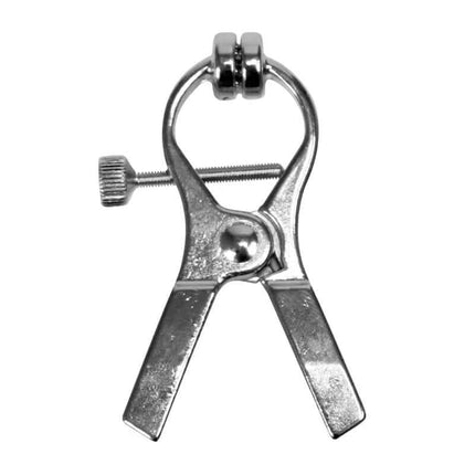 Clamps Electro Shock adjustable metal clamp with screw, designed for Rimba Power Box, showcasing versatile and precise design.