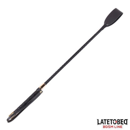 Classic Crop Golden Metal 55 cm by Latetobed, elegant black and gold riding crop with 55 cm length, ideal for precision control in BDSM play.