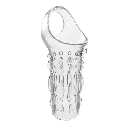 Clear Penis Sleeve 11.5 cm for Enhanced Pleasure, textured TPE material for heightened stimulation and extended stamina, versatile use.