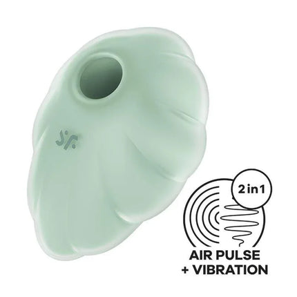 Cloud Dancer Clit Sucker and Vibe Mint with air pulse and vibration features in a mint color by Satisfyer.