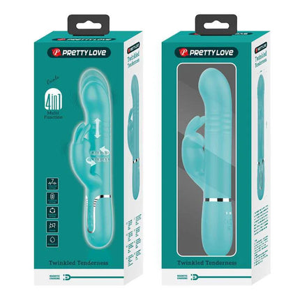 Pretty Love Twinkled Tenderness packaging with 4-in-1 multifunction vibrator displayed in teal