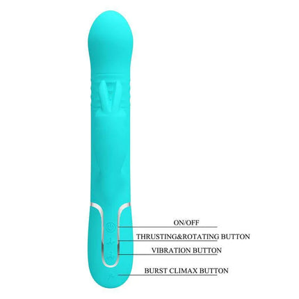 Coale Thrusting and Rotating Balls Vibrator USB with labeled buttons for on/off and functions