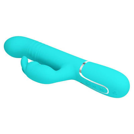 Coale Thrusting and Rotating Balls Vibrator USB in turquoise with dual motors for targeted stimulation.