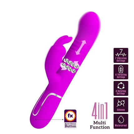 Coale Thrusting and Rotating Rabbit Vibrator USB, pink design featuring dual motors, multi-function settings, and USB charging capability.