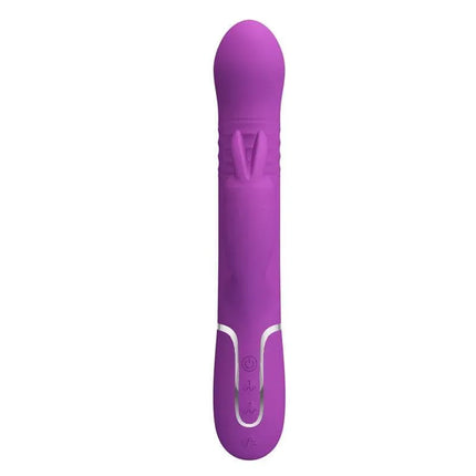 Coale Vibw with Rotative Balls and Up and Down purple silicone vibrator with dual motors and textured design for multi-sensations.