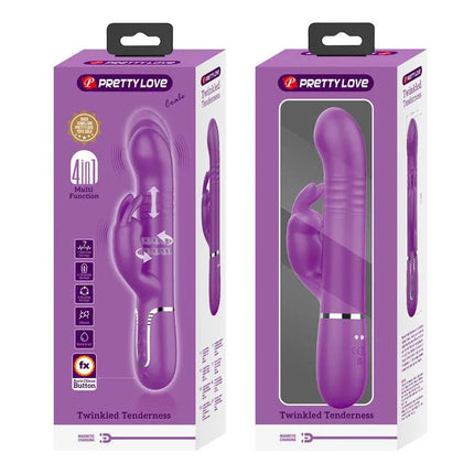 Pretty Love Twinkled Tenderness vibrator packaging in purple with multiple features highlighted.