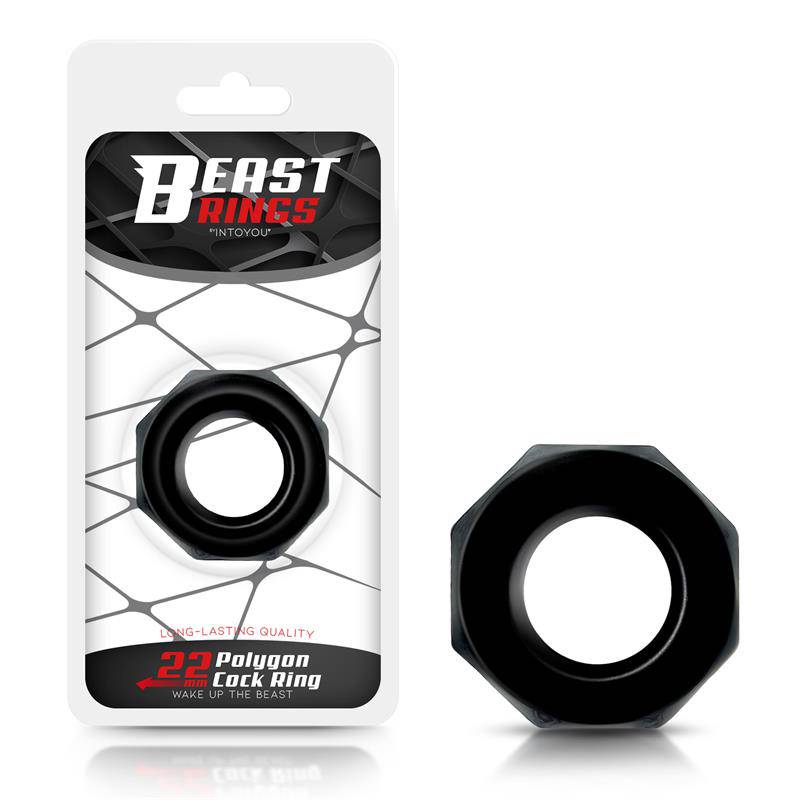 Cock Ring Super Flexible Polygonal 2.2 cm Black - secretsextoys.store