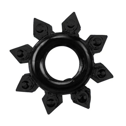 Black star-shaped cock ring from Cock Rings Set-blue collection made of skin-safe TPE.
