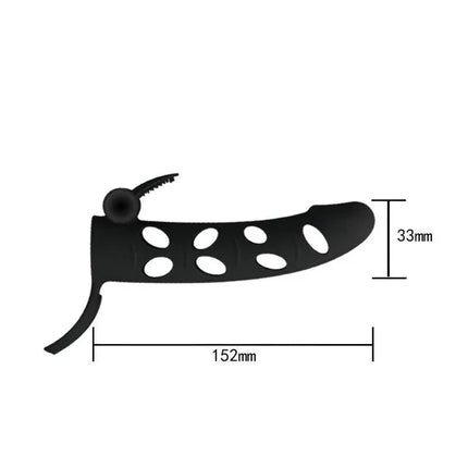 Cock Sleeve with Bullet Black showing dimensions and design features