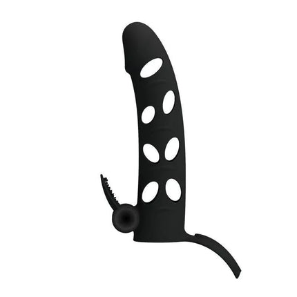 Cock Sleeve with Bullet Black for enhanced sensation and size