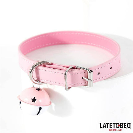 Collar with Bell Adjustable Pink by LATETOBED, featuring pink color and adjustable design for role play.