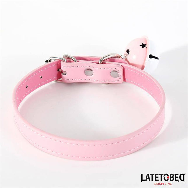 Collar with Bell Adjustable Pink by LATETOBED, featuring a pink design with an adjustable fit for intimate role play.